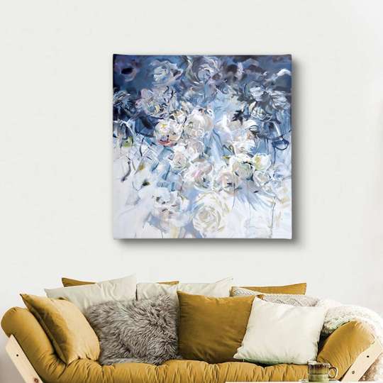 Poster - Buchet de flori albastre, 100 x 100 см, Panza pe cadru