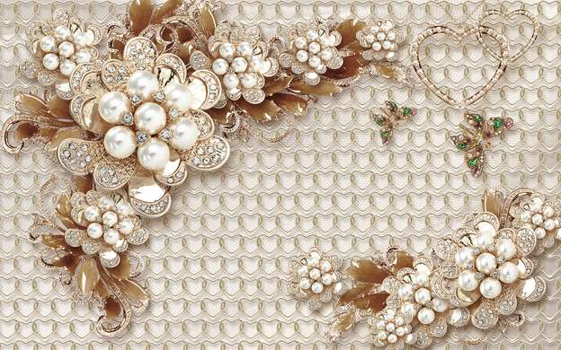 Wall Mural - Beige brooches