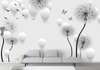 Wall Mural - Dandelions on a light gray background