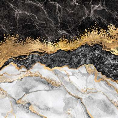 Wall Mural - Black and gold marble