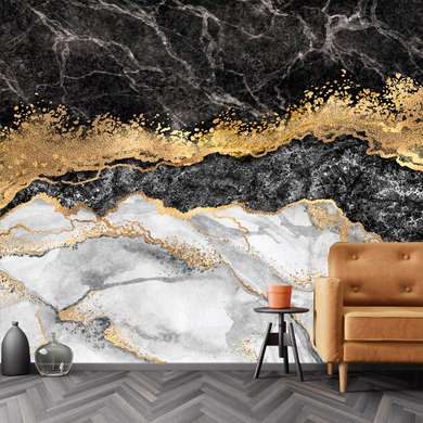 Wall Mural - Black and gold marble
