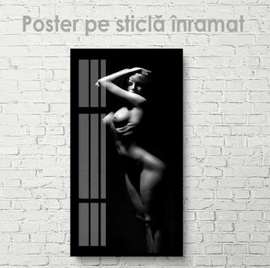 Постер - Тени на женском теле 1, 30 x 90 см, Холст на подрамнике