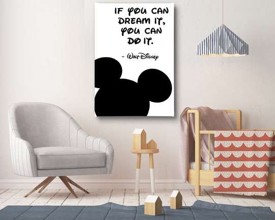 Poster - Mickey Mouse cu citat 1, 30 x 45 см, Panza pe cadru, Pentru Copii