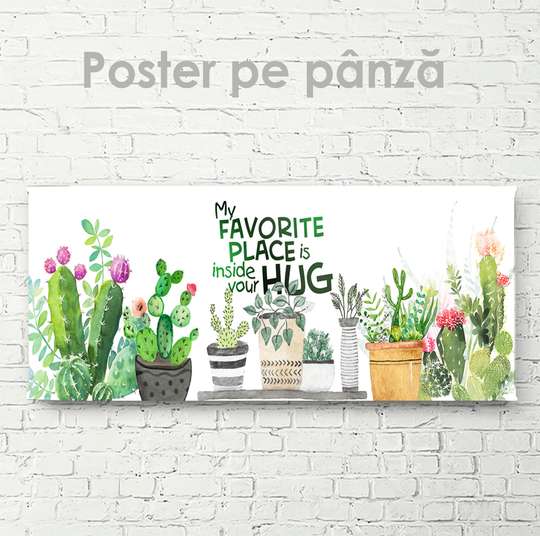 Poster - My favorite place is in your arms, 90 x 30 см, Canvas on frame, Botanical
