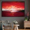 Постер - Красный закат солнце, 45 x 30 см, Холст на подрамнике, Природа