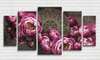 Modular picture, Burgundy peonies and mandala flowers with gold outlines, 108 х 60