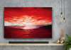 Постер - Красный закат солнце, 45 x 30 см, Холст на подрамнике, Природа