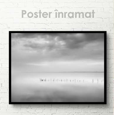 Poster - Peisajul lacului gri, 45 x 30 см, Panza pe cadru