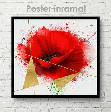 Poster - Mac roșu, 40 x 40 см, Panza pe cadru