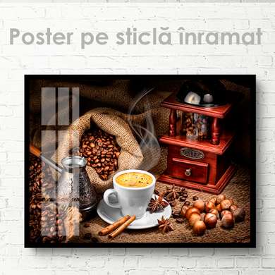 Poster - Cafea aromată, 45 x 30 см, Panza pe cadru