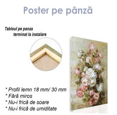 Постер - Розы прованс, 30 x 60 см, Холст на подрамнике, Прованс