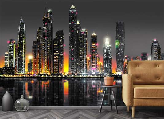 Fototapet - Silueta orașului nocturn- Dubai