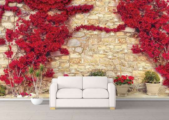 Wall Mural - Red trees near the wall