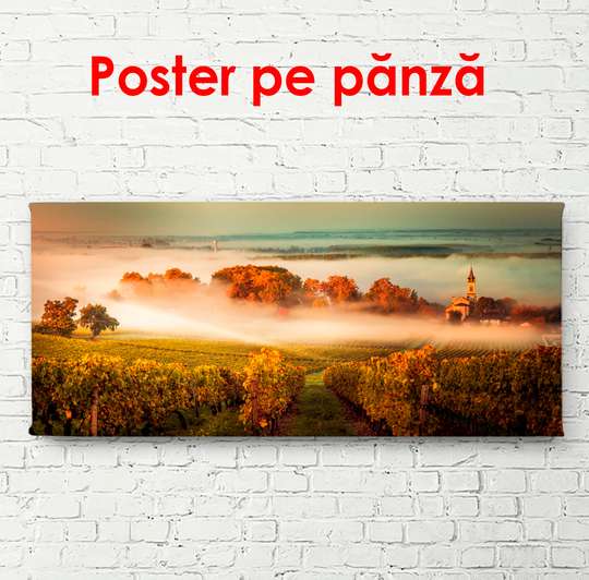 Poster - Autumn morning park, 150 x 50 см, Framed poster, Nature