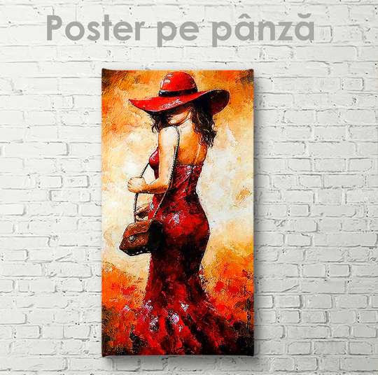 Постер - Огненная девушка, 30 x 90 см, Холст на подрамнике, Гламур