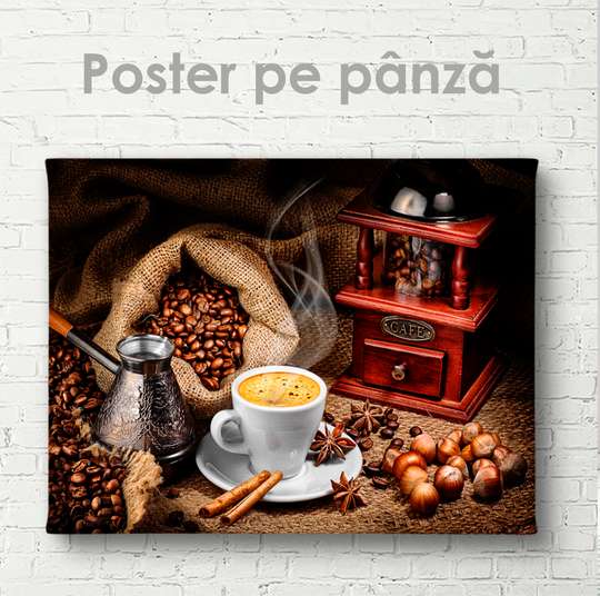 Poster - Coffee with spices, 45 x 30 см, Canvas on frame, Food and Drinks