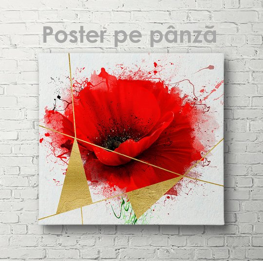 Постер, Красный мак, 40 x 40 см, Холст на подрамнике