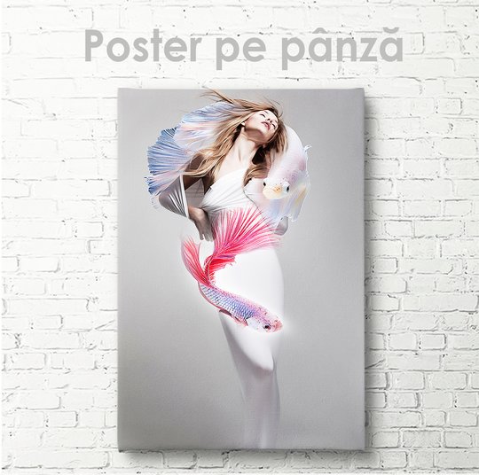 Постер, Девушка рыба, 30 x 45 см, Холст на подрамнике