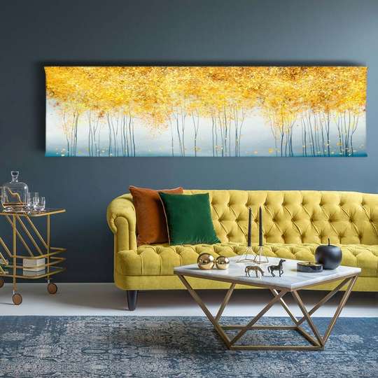 Poster - Golden trees, 90 x 30 см, Canvas on frame