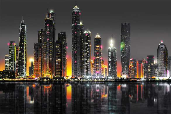 Fototapet - Silueta orașului nocturn- Dubai