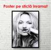 Poster - Portretul lui Kate Moss, alb-negru., 60 x 90 см, Poster înrămat