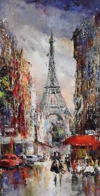 Poster - Oil painting of the Eiffel Tower, 30 x 60 см, Canvas on frame