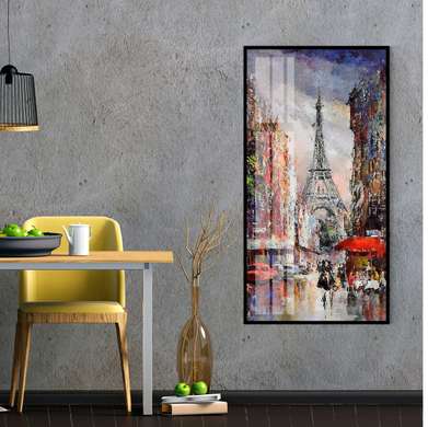 Poster - Pictura în ulei a Turnului Eiffel, 30 x 60 см, Panza pe cadru