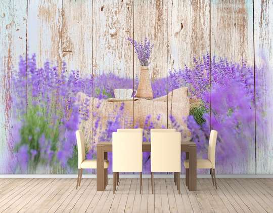 Wall Mural - Cup and vase in lavender field