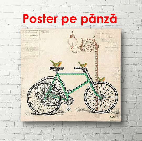 Poster - Bicycle on a beige background, 100 x 100 см, Framed poster, Provence