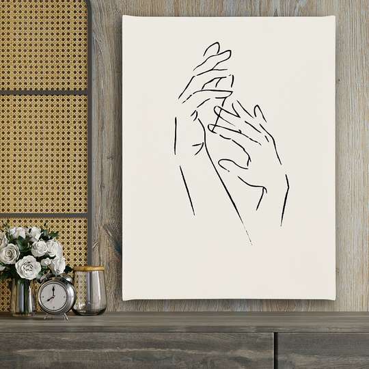 Poster - Mâinile, 30 x 45 см, Panza pe cadru, Minimalism