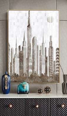 Poster - City in gray, 30 x 45 см, Canvas on frame