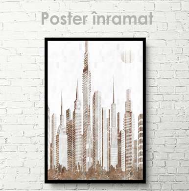 Poster - Oraș în gri, 30 x 45 см, Panza pe cadru