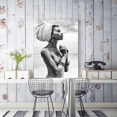 Poster - Portretul alb-negru al unei fete, 30 x 45 см, Panza pe cadru