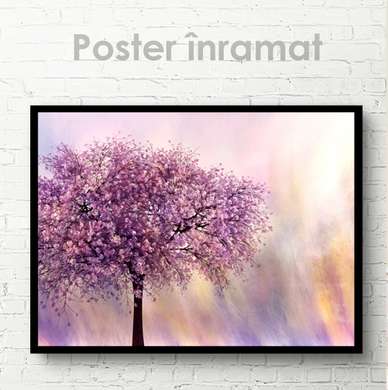 Poster - Blooming tree on an abstract background, 45 x 30 см, Canvas on frame