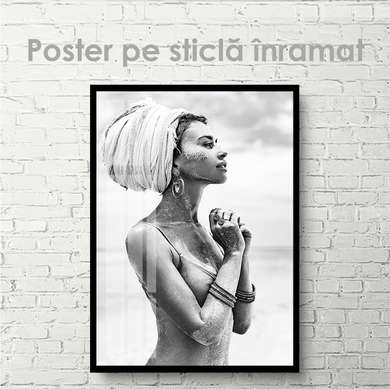 Poster - Portretul alb-negru al unei fete, 30 x 45 см, Panza pe cadru