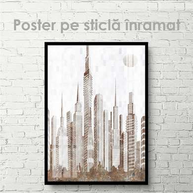 Poster - Oraș în gri, 30 x 45 см, Panza pe cadru