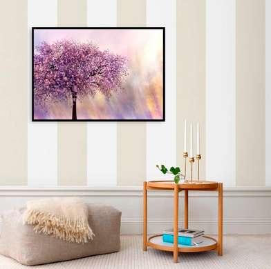 Poster - Цветущее дерево на абстрактном фоне, 45 x 30 см, Panza pe cadru