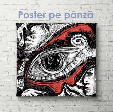 Постер - Абстрактный глаз, 40 x 40 см, Холст на подрамнике, Фэнтези