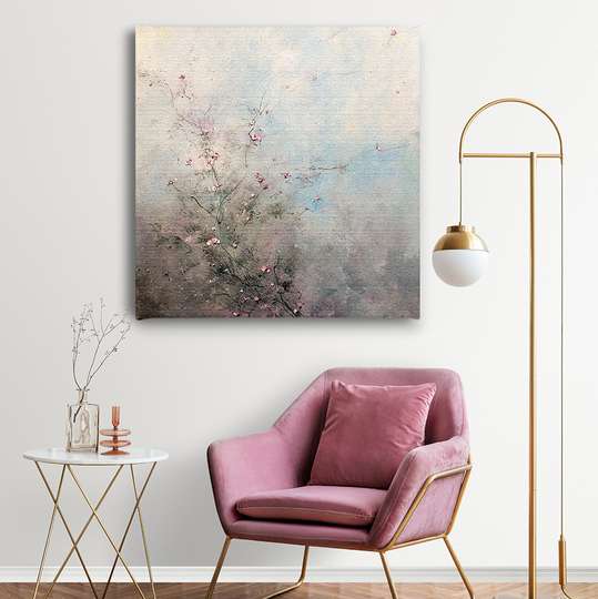 Poster - Twigs with delicate flowers 2, 40 x 40 см, Canvas on frame