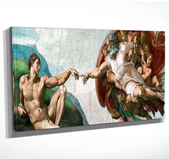 Постер - Сотворение Адама, 90 x 30 см, Холст на подрамнике, Живопись