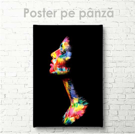Постер - Портрет абстрактной девушке, 30 x 45 см, Холст на подрамнике, Абстракция