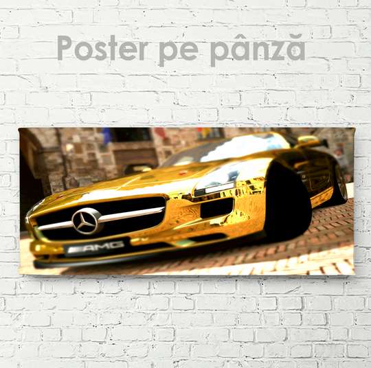 Poster, Mercedes de aur, 60 x 30 см, Panza pe cadru