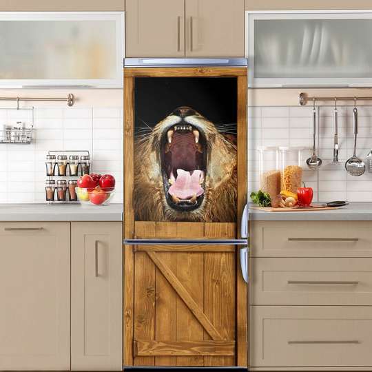 3D sticker on the door, Rage of the lion, 60 x 90cm, Door Sticker