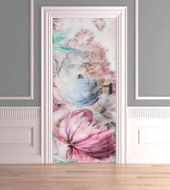 3D door sticker, Watercolor flowers, 60 x 90cm