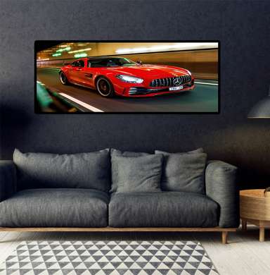 Poster - Mercedes roșu, 60 x 30 см, Panza pe cadru