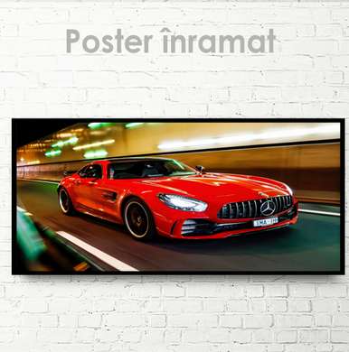 Poster - Red Mercedes, 60 x 30 см, Canvas on frame