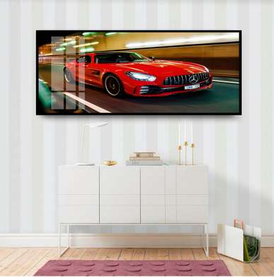 Poster - Red Mercedes, 60 x 30 см, Canvas on frame