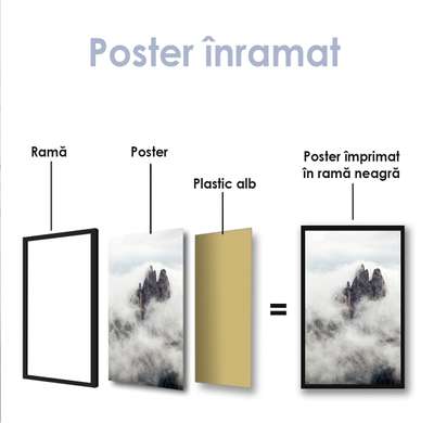 Poster - Stânci prin ceață, 30 x 60 см, Panza pe cadru