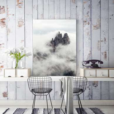 Poster - Rocks through the fog, 30 x 60 см, Canvas on frame