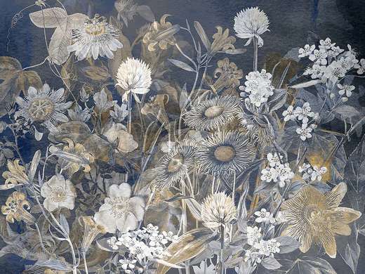 Wall Mural - Flowers on a blue background